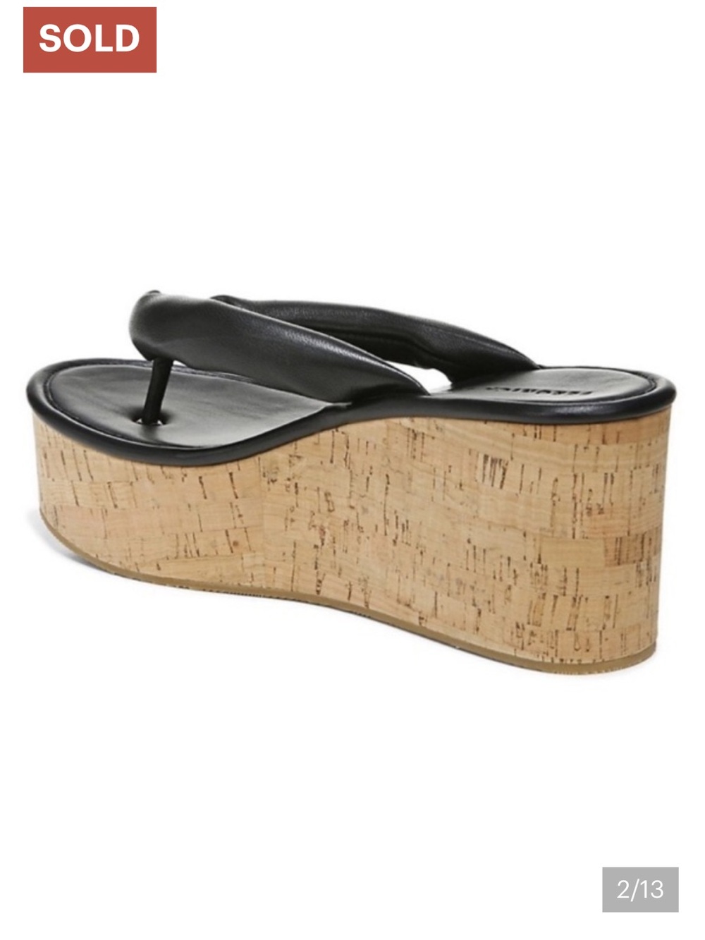 Veronica Beard Black Geno Cork Wedge Platform Thong Sandals Leather size 9 - Picture 4 of 5